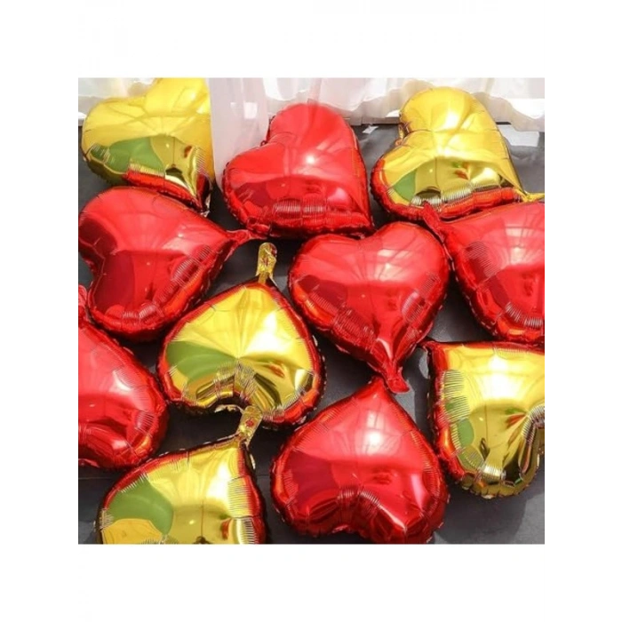 Altın Renk Kalp Folyo Balon, 18 İnç