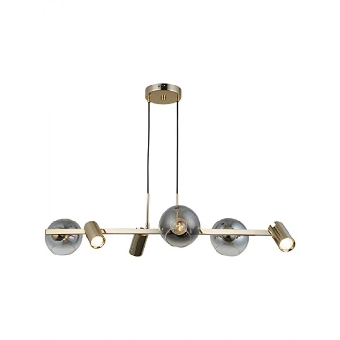 Altın Renkli 3xGU10 ve 3xE27 Duylu Sıralı Avize