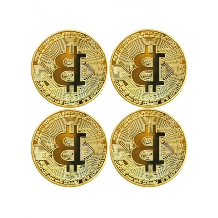 Altın Renkli Bitcoin Hatıra Parası, 4 Adet Koleksiyon Parası