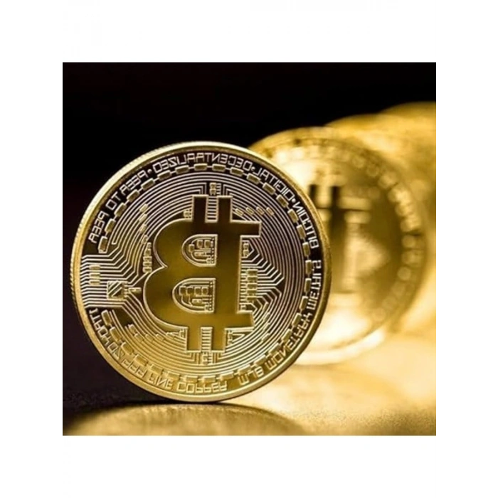 Altın Renkli Bitcoin Hatıra Parası, 4 Adet Koleksiyon Parası