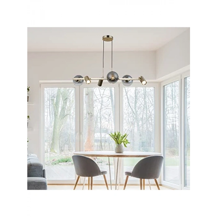 Altın Sıralı Avize, 3xgu10+3xe27 Tasarım, Şık ve Modern