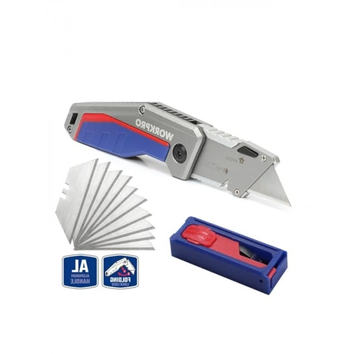 Alüminyum Gövde Katlanır Maket Bıçağı, Yedek Bıçak ile Birlikte