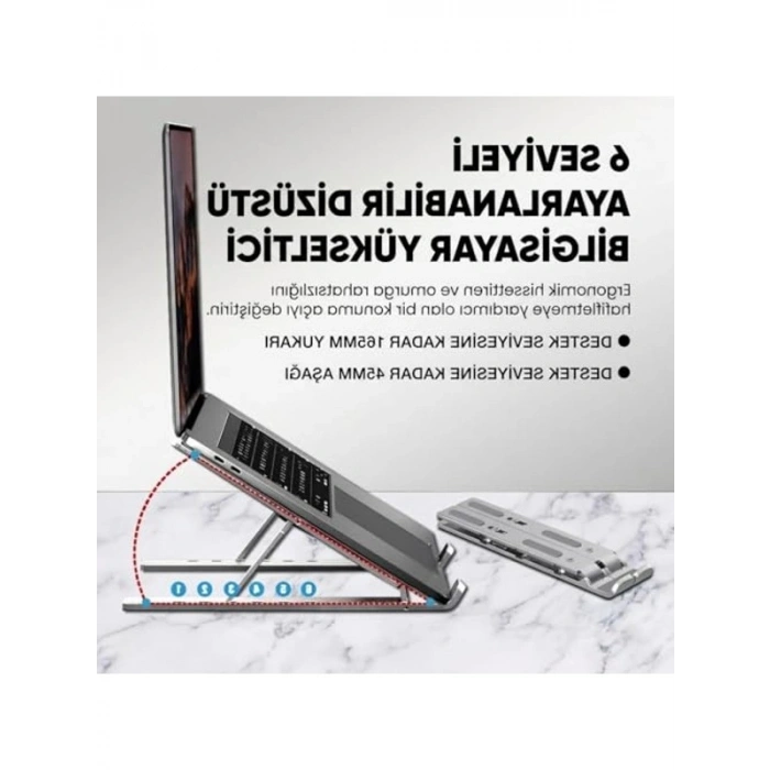 Alüminyum Katlanabilir Laptop Standı, Ergonomik Yükseklik Ayarı