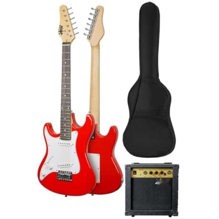 Amfili Full 3/4 Boy Elektro Gitar Seti - Kırmızı (8-12 Yaş)
