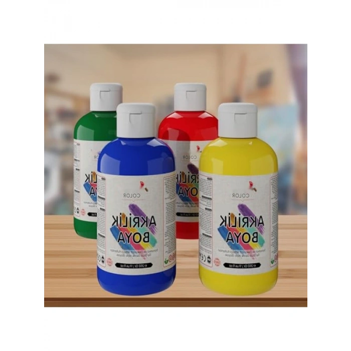 Ana Renkler Akrilik Boya Seti - 4 Adet 250gr