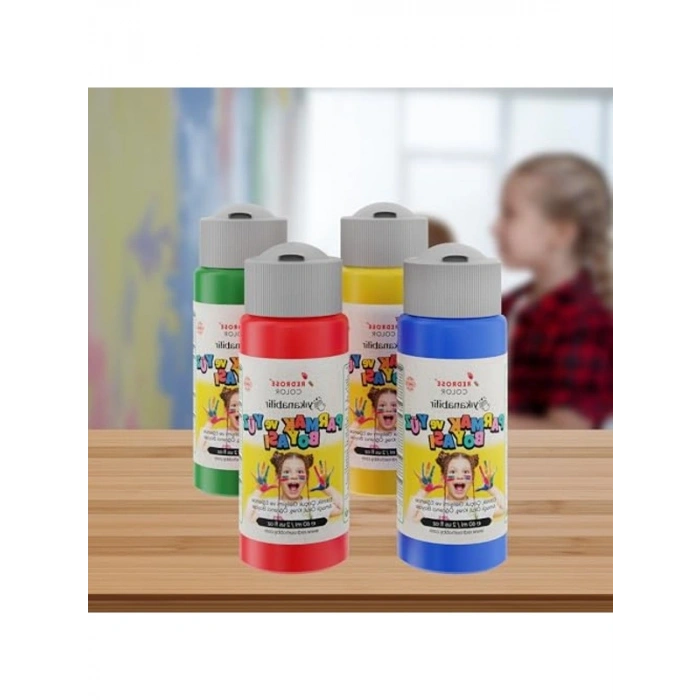 Ana Renkler Parmak Boyası Seti, 4 Adet 60 ml ile Eğlenceli Sanat