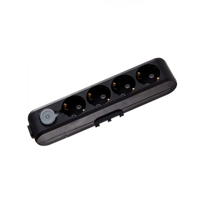 Anahtar Ç.K Klemens Siyah Priz, 4lü, Topraklı