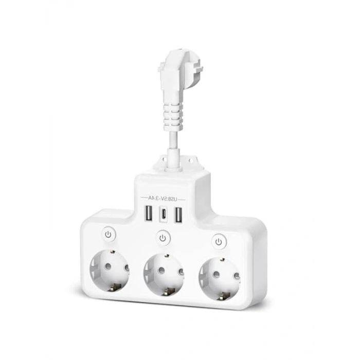 Anahtarlı Çoklu Priz, 3 USB Girişi ile Yer Tasarrufu Sağlar