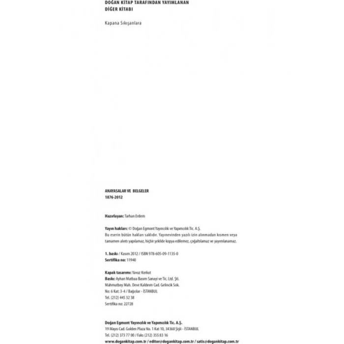 Anayasalar Ve Belgeler 1876-2012-Tarhan Erdem