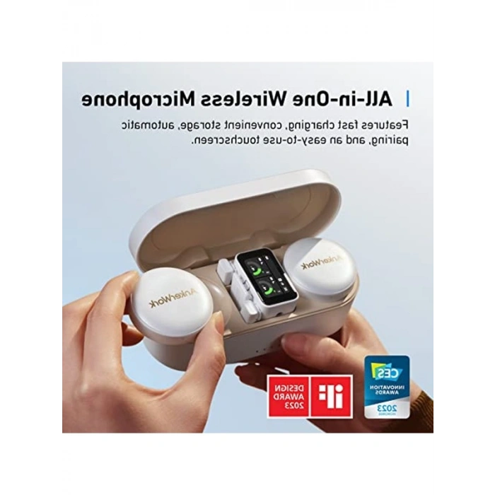 Anker, , M650, Wireless Yayıncı Mikrofonu, Şarj Kutusuyla 15 Saat Pil Ömrü, VoiceShield, LC3plus Codec, Çift Kanallı Kayıpsız Ses Alımı, Beyaz