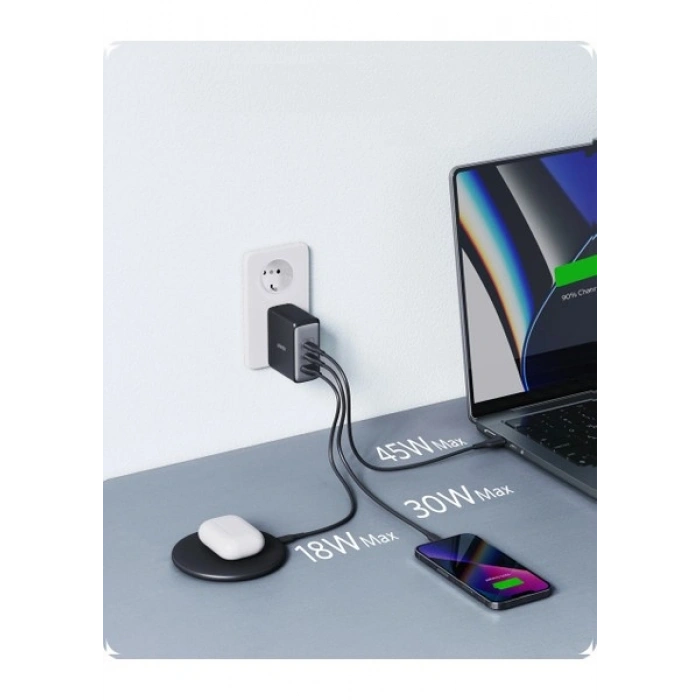 Anker Nano II 100W USB-C Şarj Cihazı - 3 Çıkışlı iPhone / Android / Macbook Uyumlu GaN II - PPS Destekli Type-C Hızlı Şarj Adaptörü - A2145 (Anker Türkiye Garantili)