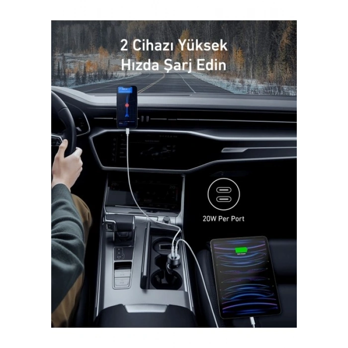 Anker PowerDrive III Duo USB-C Araç Şarj Cihazı - Siyah - A2724