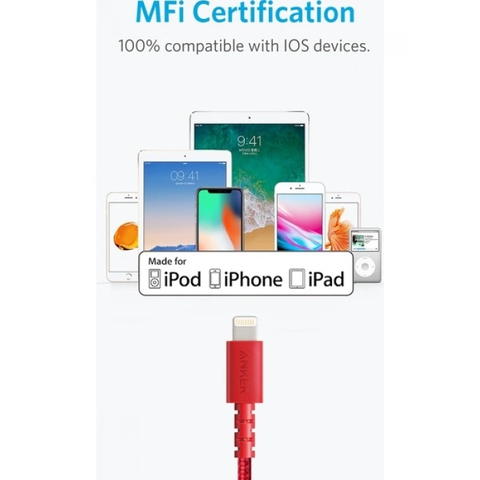Anker PowerLine Select+ Apple Lightning 0.9m Naylon USB Kablo - Siyah - MFI Lisanslı - A8012 (Anker Türkiye Garantili)