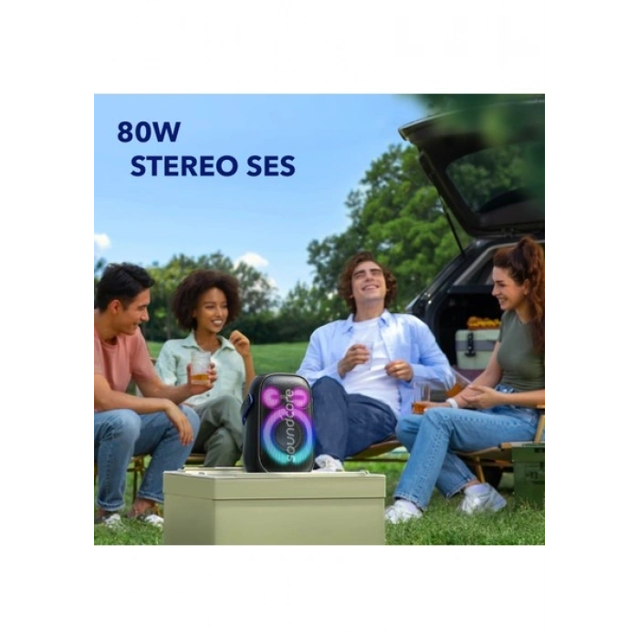 Anker Rave Neo 2 80W Kablosuz Bluetooth Hoparlör - IPX7 - 18 Saate Varan Çalma Süresi - TWS Party Speaker - Ses Bombası - Siyah -A33A1 (Anker Türkiye Garantili)