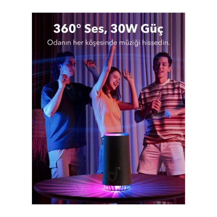 Anker Soundcore Glow Taşınabilir Hoparlör - 360° Ses Bluetooth Hoparlör - Senkronize Radyant Işık - A3166