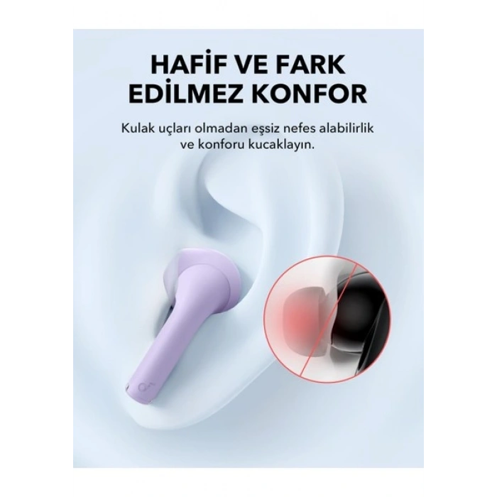 Anker Soundcore K20i Kulak İçi Bluetooth Kulaklık - 36 Saat Çalma Süresi - ENC 2-Mikrofon ile Net Çağrılar - Mor - A3994 (Anker Türkiye Garantili)