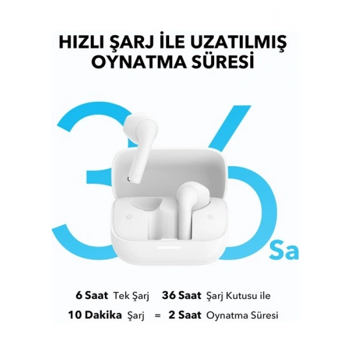 Anker Soundcore K20i Kulak İçi Bluetooth Kulaklık - 36 Saat Çalma Süresi - ENC 2-Mikrofon ile Net Çağrılar - Beyaz - A3994 (Anker Türkiye Garantili)