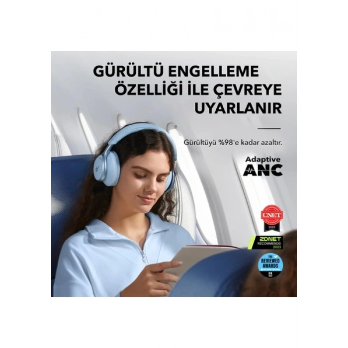 Anker Soundcore Space One Kulak Üstü Bluetooth Kulaklık, Aktif Gürültü Engelleme, Siyah - A3035
