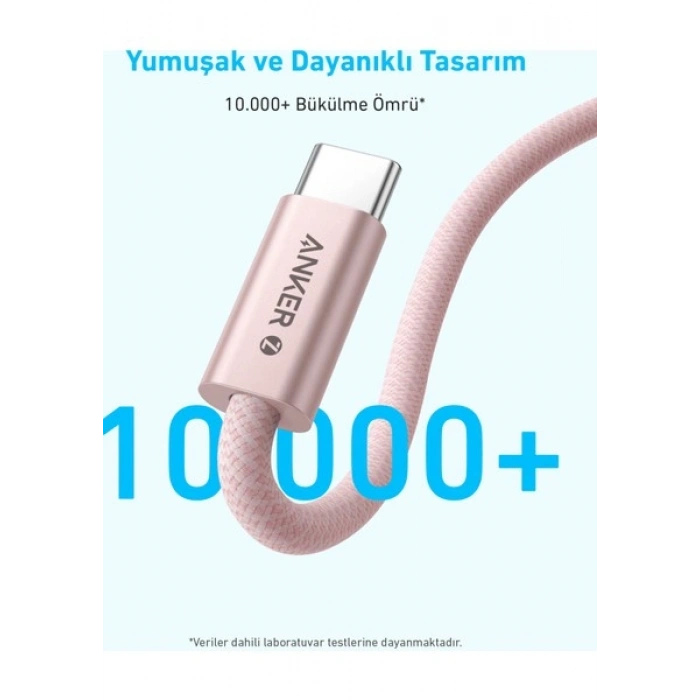 Anker Zolo Usb-C To Usb-C Örgülü Kablo (1 M, 240W) - Beyaz- A8060