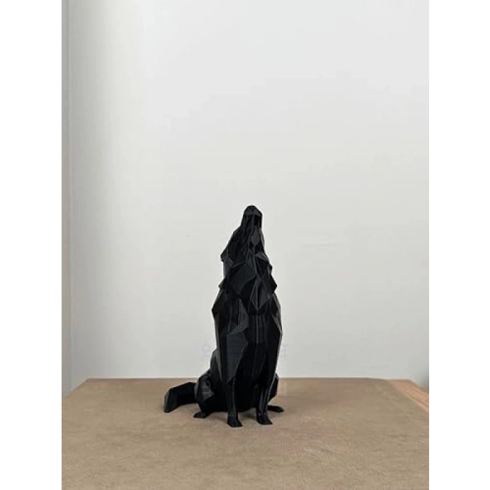 Anlam Yüklü Uluyan Bozkurt Biblo - Mat Siyah