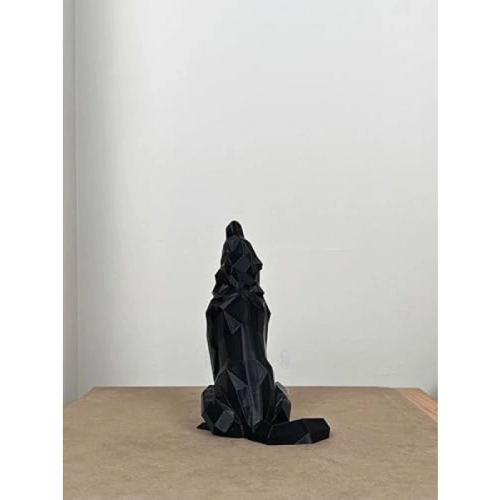 Anlam Yüklü Uluyan Bozkurt Biblo - Mat Siyah