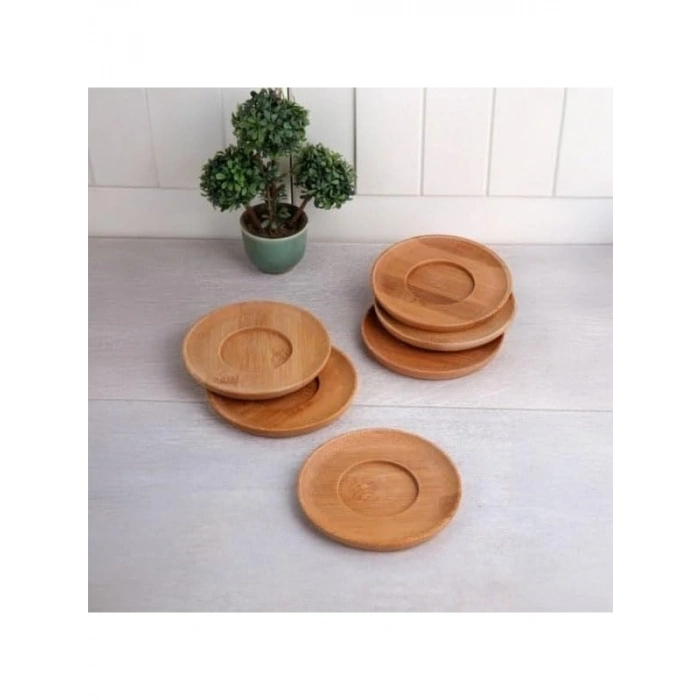 Antibakteriyel Bambu Çay Tabağı - 6lı Set