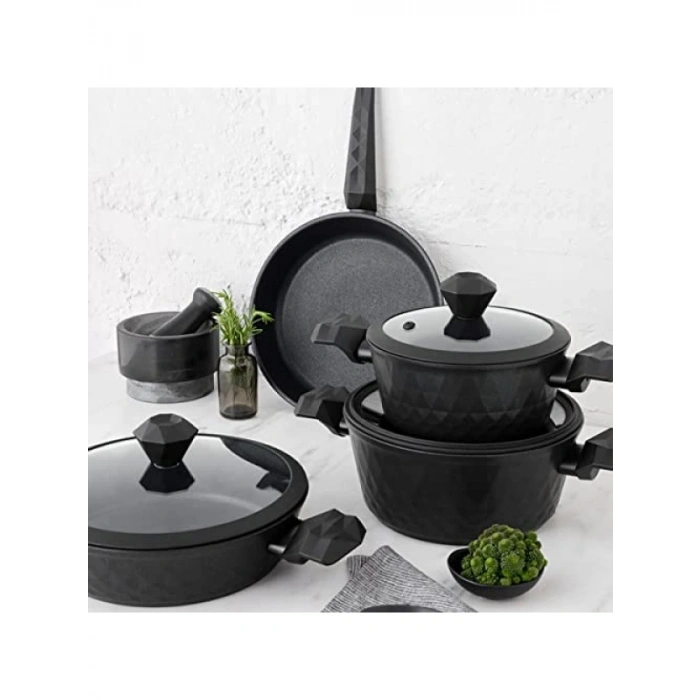 Antibakteriyel Kulplu 7 Parça Tencere Seti