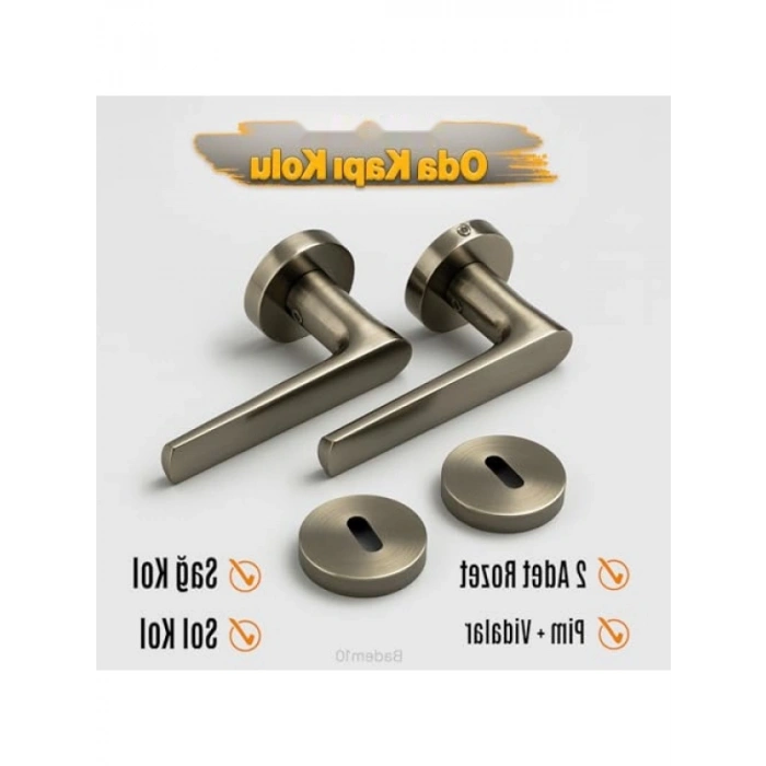 Antik Füme Modern Kapı Kolu Seti, Sağ-Sol Uyumlu