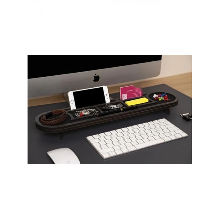 Antik Görünümlü Oval Ahşap Masaüstü Organizer