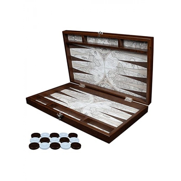 Antik Harita Desenli Deri Tavla