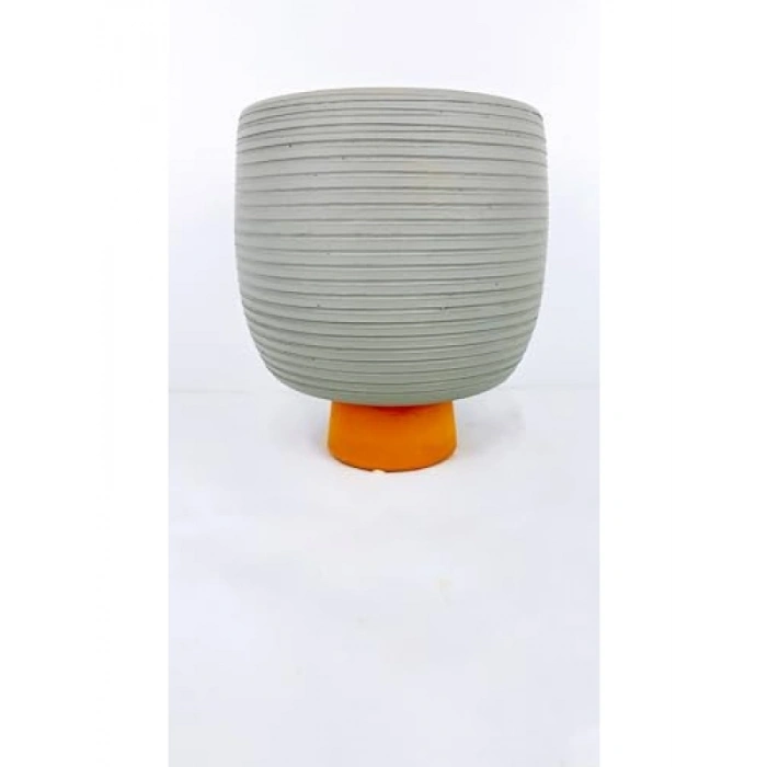 Antik Kendinden Ayaklı Toprak Saksı - Gri 19 cm