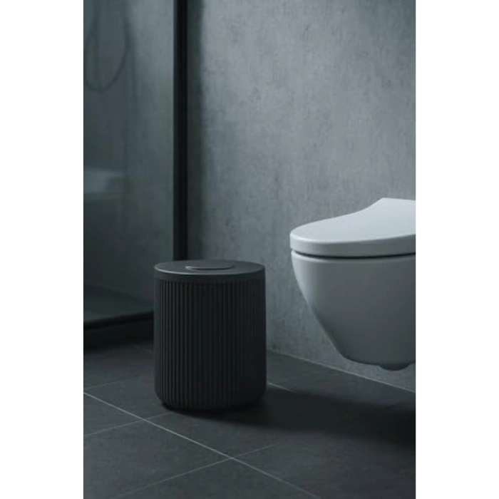 Antrasit/Gri Silindirik Akrilik Çöp Kovası - 5 Litre, Kolay Temizlenir