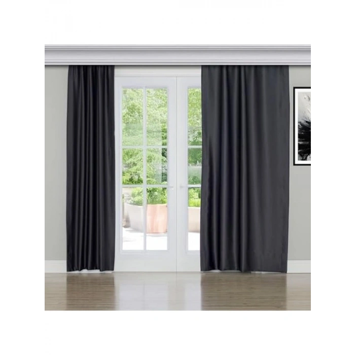 Antrasit Renk 200x260 cm Karartma Fon Perde, Özel Dokuma Kumaş