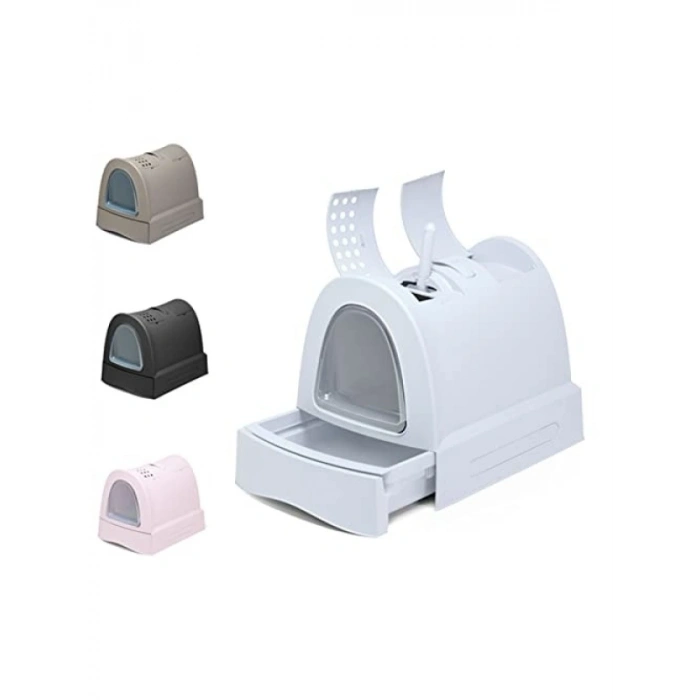 Antrasit Renkli Çekmeceli Kapalı Kedi Tuvaleti