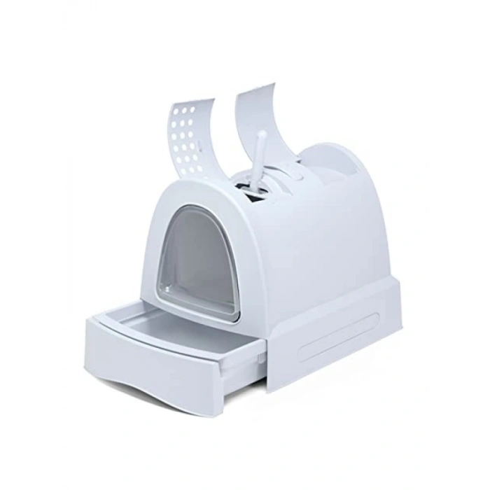 Antrasit Renkli Çekmeceli Kapalı Kedi Tuvaleti