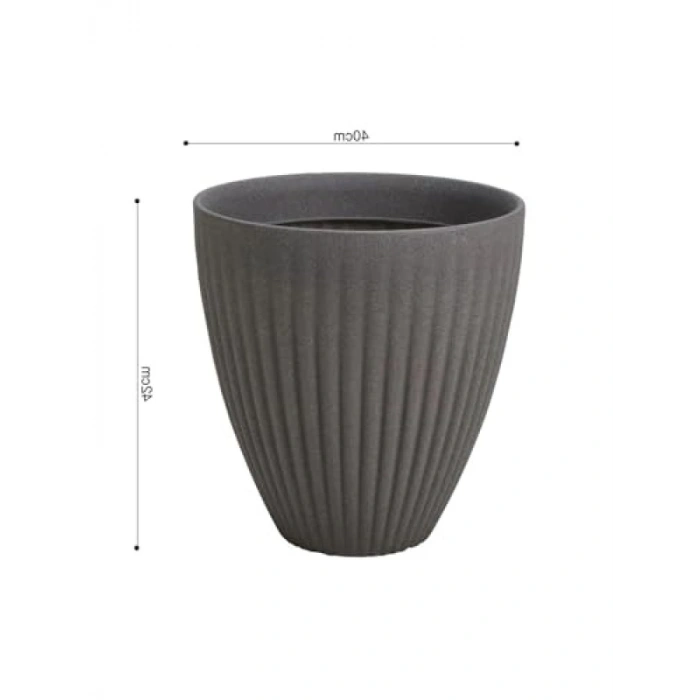 Antrasit Renkli Plastik Saksı - Çap 40 cm, Yükseklik 42 cm