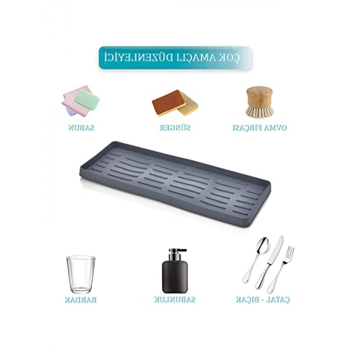 Antrasit Silikon Sabunluk Organizer, 26x10 cm