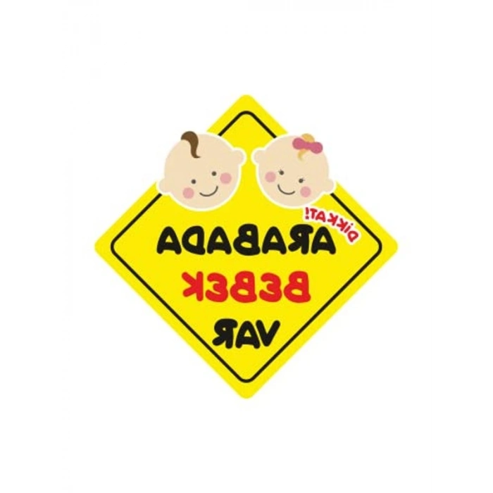 Arabada Bebek Var Sticker, Oto Araç Sticker, 19 x 19 cm Boyut