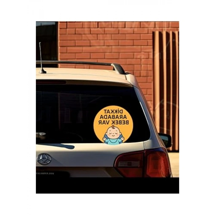 Arabada Bebek Var Uyarı Etiketi - Sevimli Tasarım