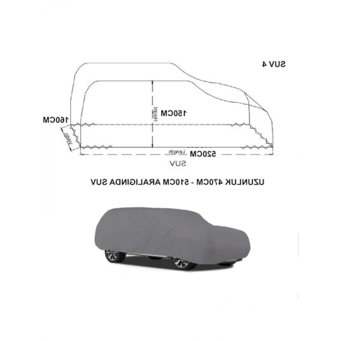 Araç Branda, 470-510 cm Uzunluk Aralığında SUV Araç için
