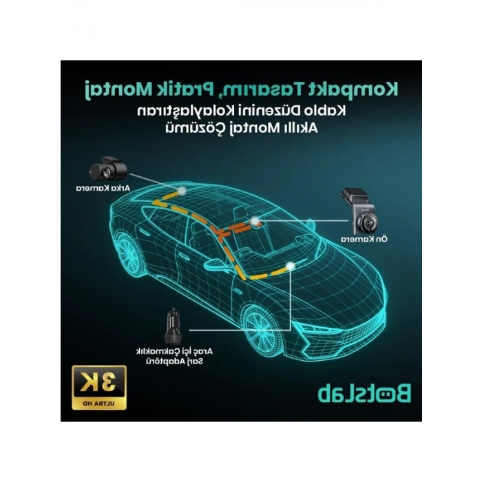 Araç İçi Kamera - WiFi, GPS, Gece Görüşlü, 150° Geniş Açı