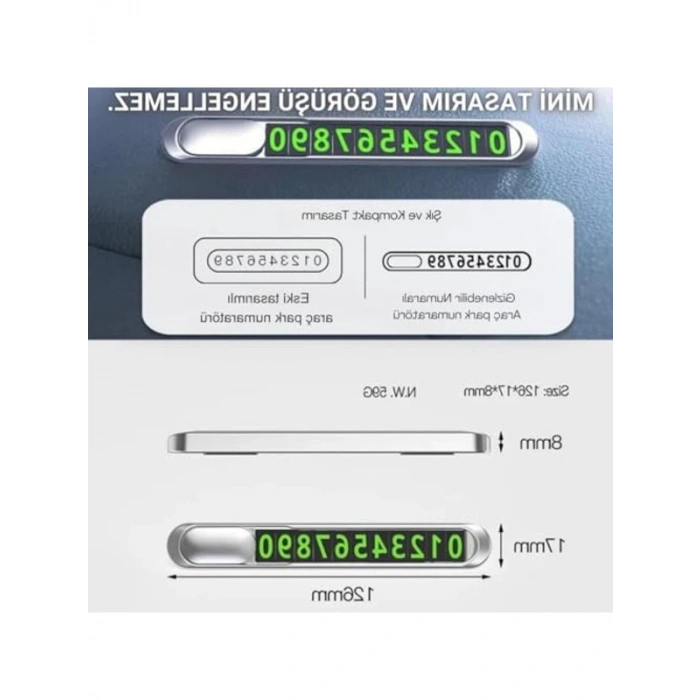 Araç Park Numaratörü, Çinko Alaşım, Telefon Numarası için