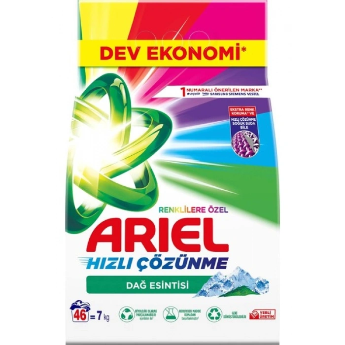 Ariel Dağ Esintisi Renklilere Özel 7 Kg Toz Çamaşır Deterjanı
