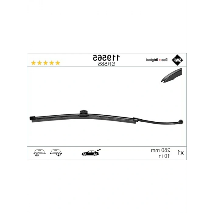 Arka Cam Sileceği Volvo V60 II İçin 260 mm Uzunlukta