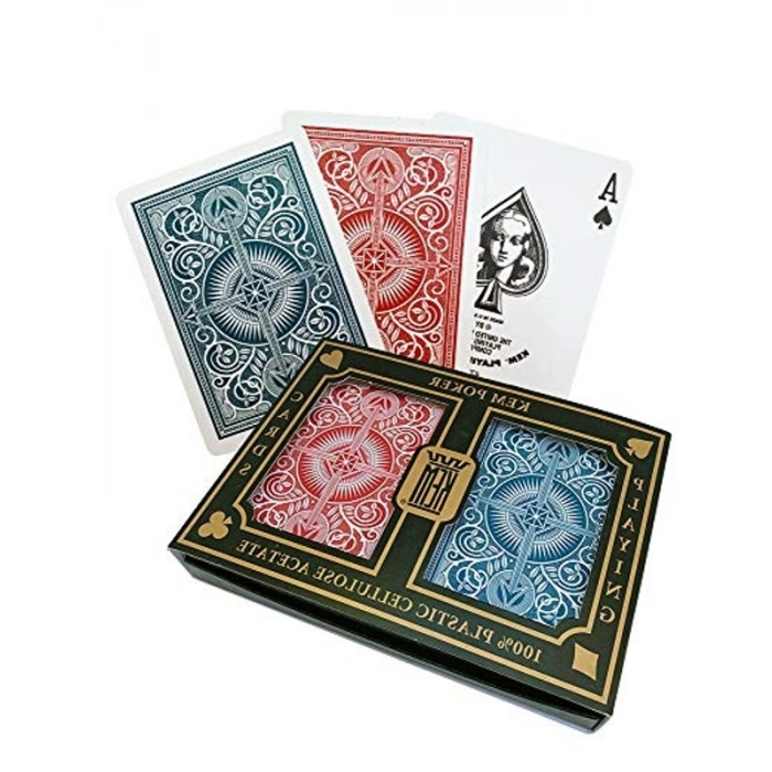 Kırmızı & Mavi Poker Kart Desteği, Standart Boy ve Çift Deste ile Oyun
