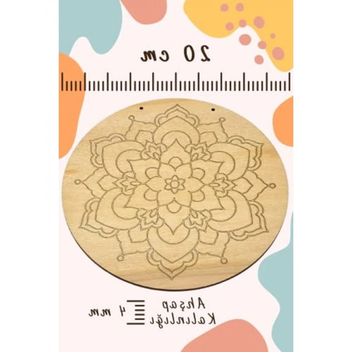 art inside Çiçek Mandala Ahşap Boyama Tuval Seti Hediye Hobi Kiti 20 Cm