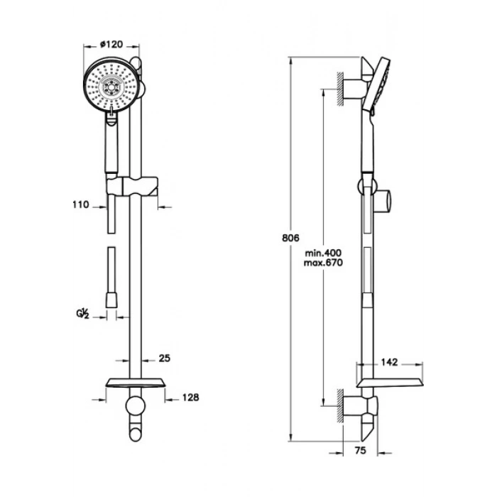 Artema Master Slot A45691 3F Sürgülü El Duşu Takımı, Krom, Plastik