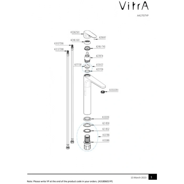 Artema Root Round A42707 Çanak Lavabo Bataryası, Krom