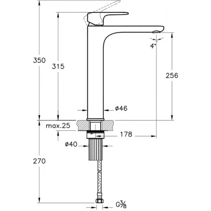 Artema Root Round A4270736 Çanak Lavabo Bataryası, Mat Siyah