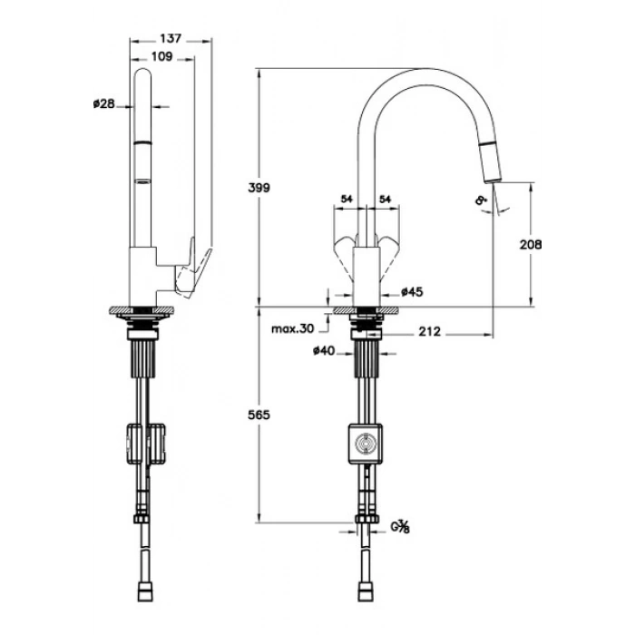 Artema Shift T20 A43678 Eviye Bataryası, C Tipi, Pull-Down, Krom